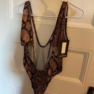 Brown snake cut wrap around swimsuit NEVER WORN